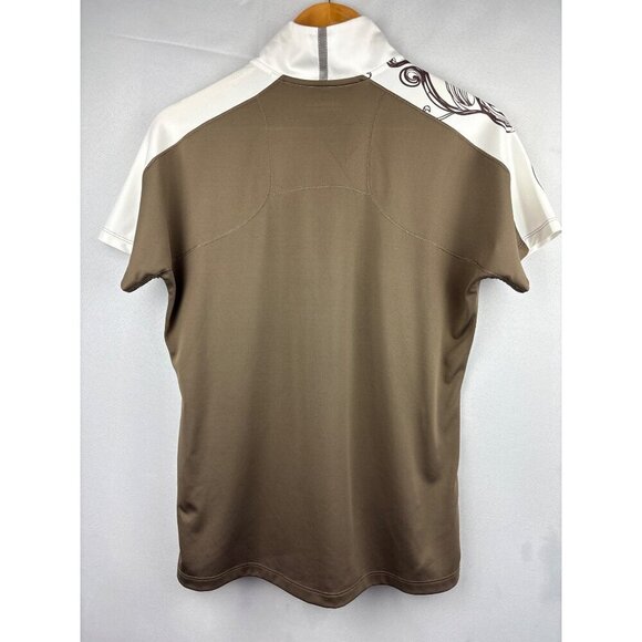 Annika Cutter & Buck Womens Half-Zip Short Sleeve Polo Shirt M White & Brown - Picture 4 of 7